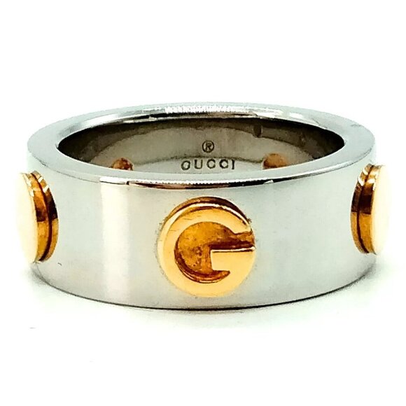 Authentic vintage GUCCI Combi Ring US 4.5-5 Gold Steel K18 - Picture 1 of 8